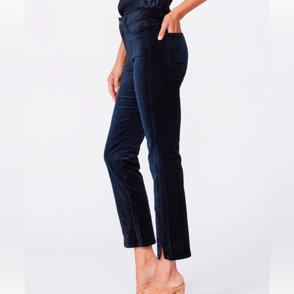 PAIGE Cindy Straight Deep Navy Velvet Pants Size 25